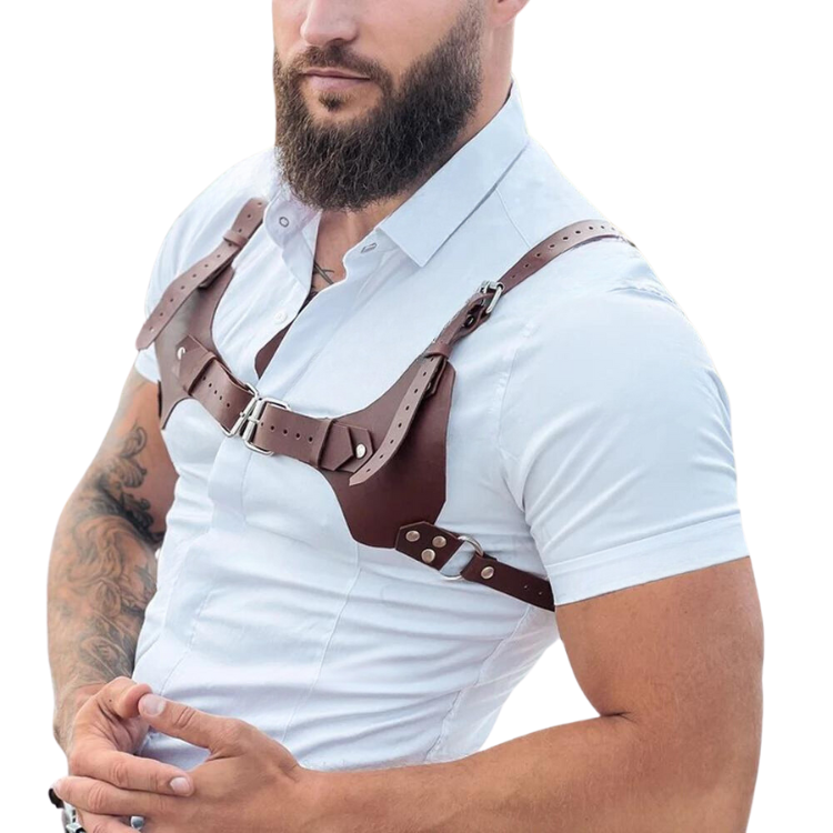 PU Leather Light Brown Chest Harness
