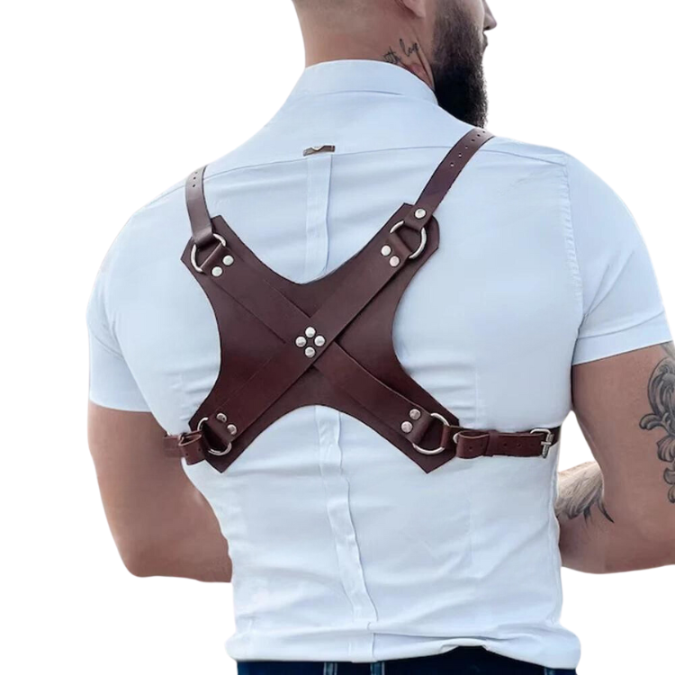 PU Leather Light Brown Chest Harness
