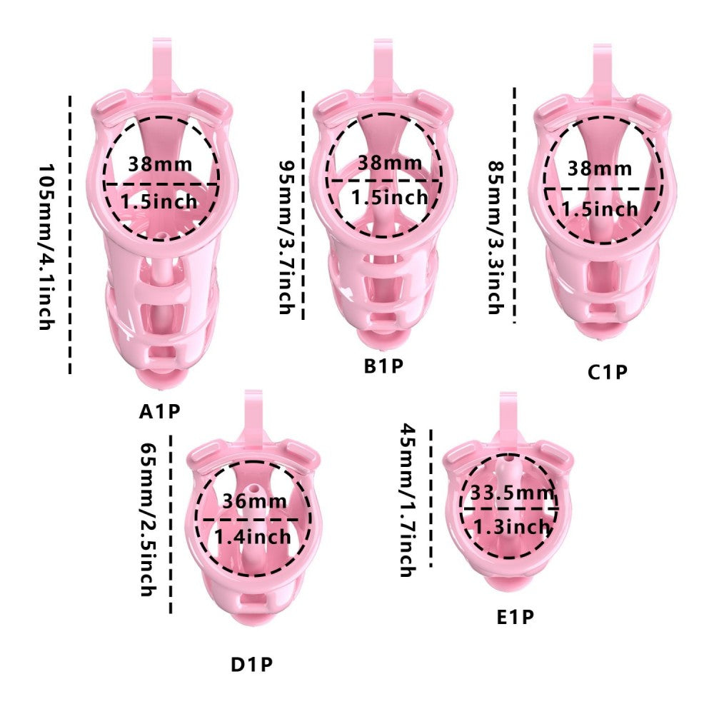 3D Printed Male Chastity Cage with Lock & 5 Rings – Resin Virginity Device for Men