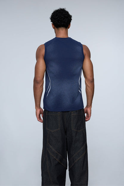 Pale Drift Sleeveless Ripped Cutout Print Top