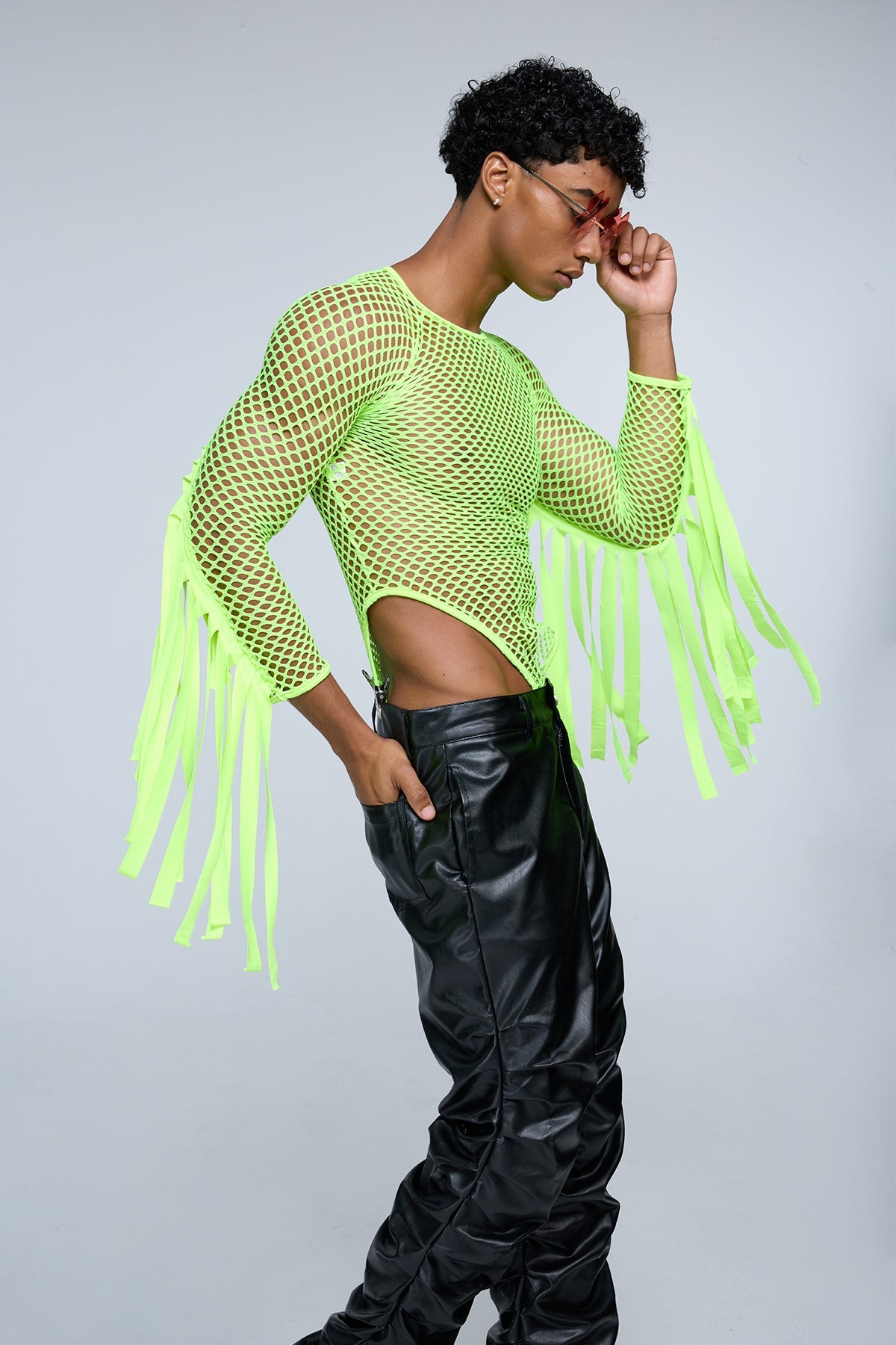 Parallel Design Long Sleeve Fringe Bodysuit