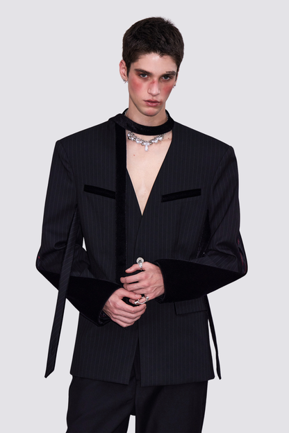 Phantom Sheet Striped V Neck Jacket
