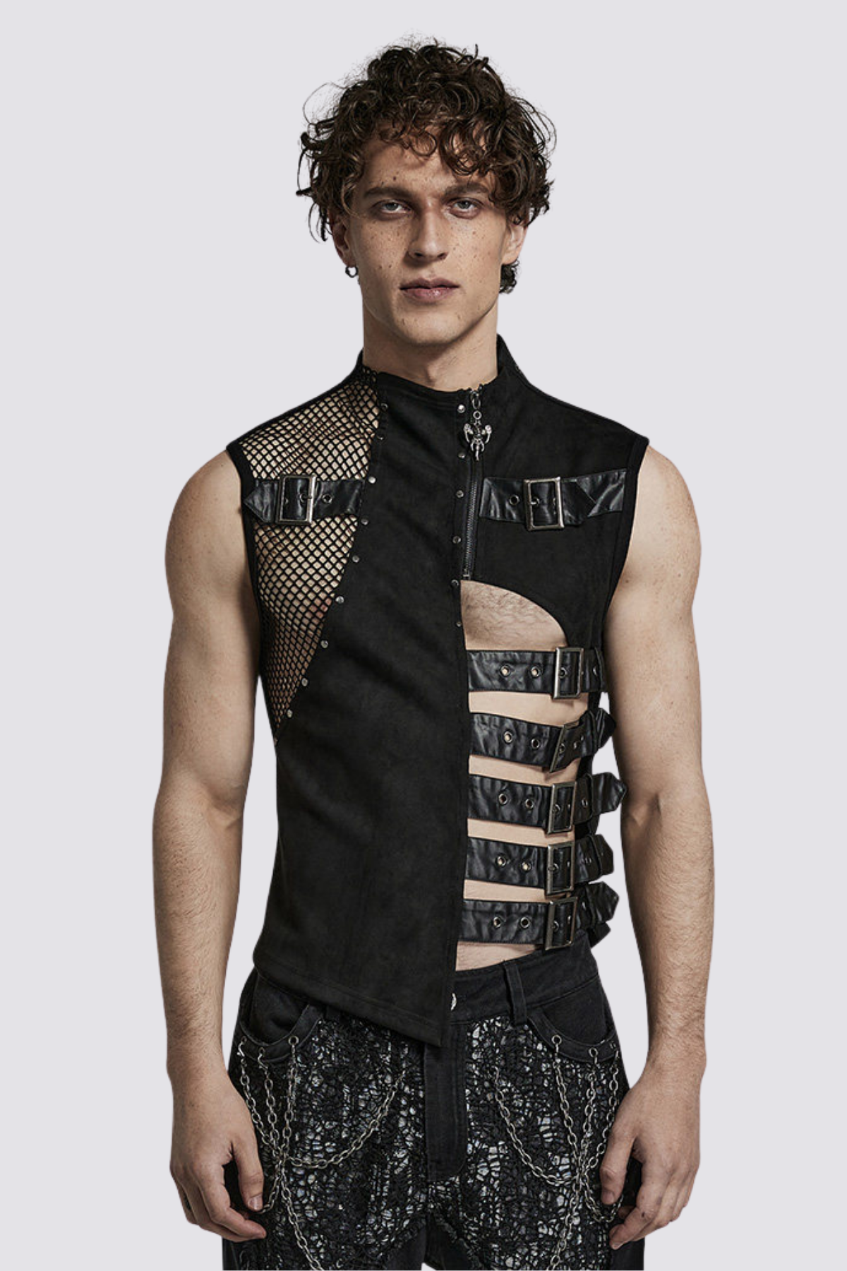Phantom Wrap Button Cutout Vest