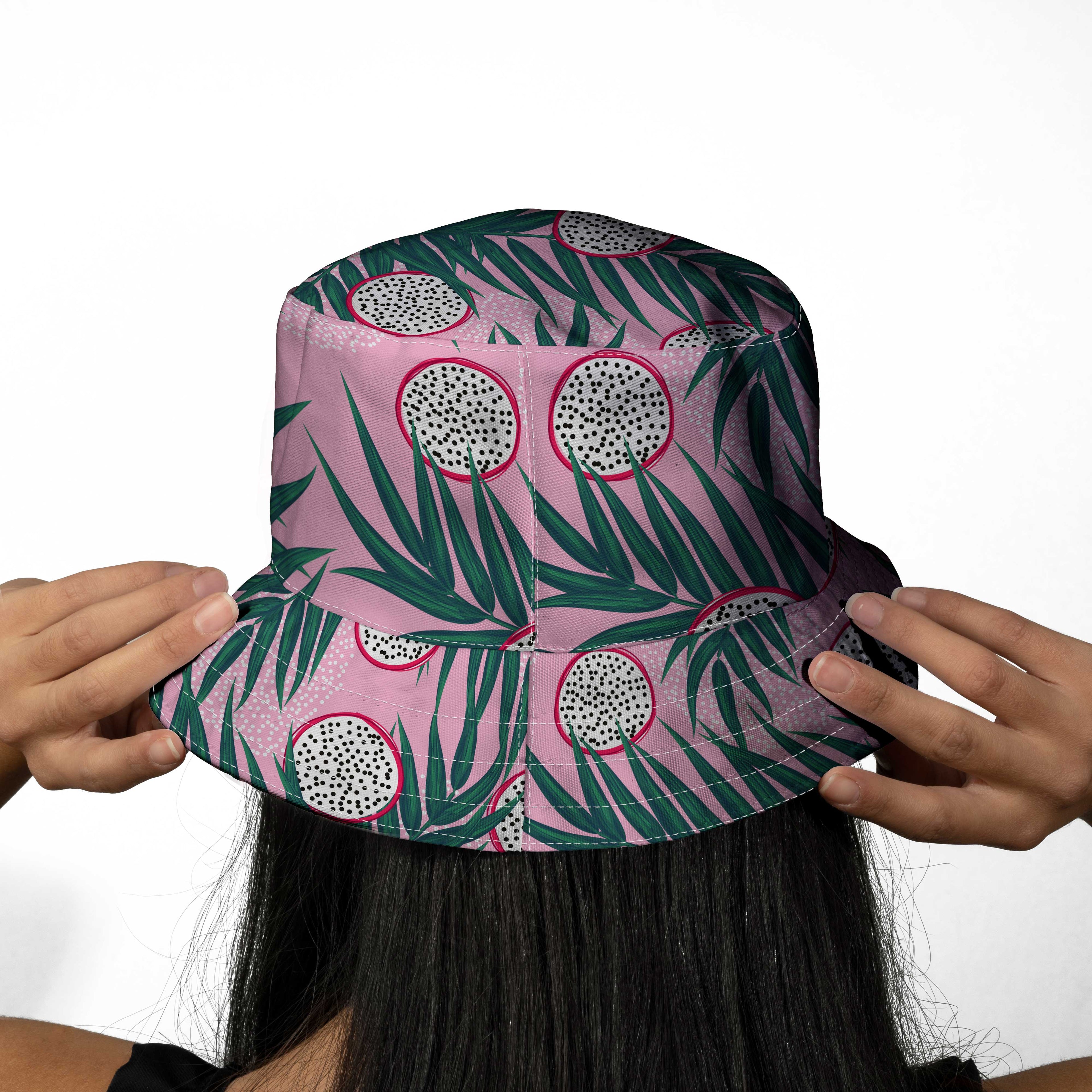 Pink Summer Fruits & Leaves Bucket Hat