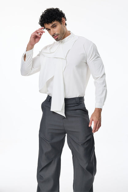 Pitch Uniform Scarf Tie Neck Shirt White