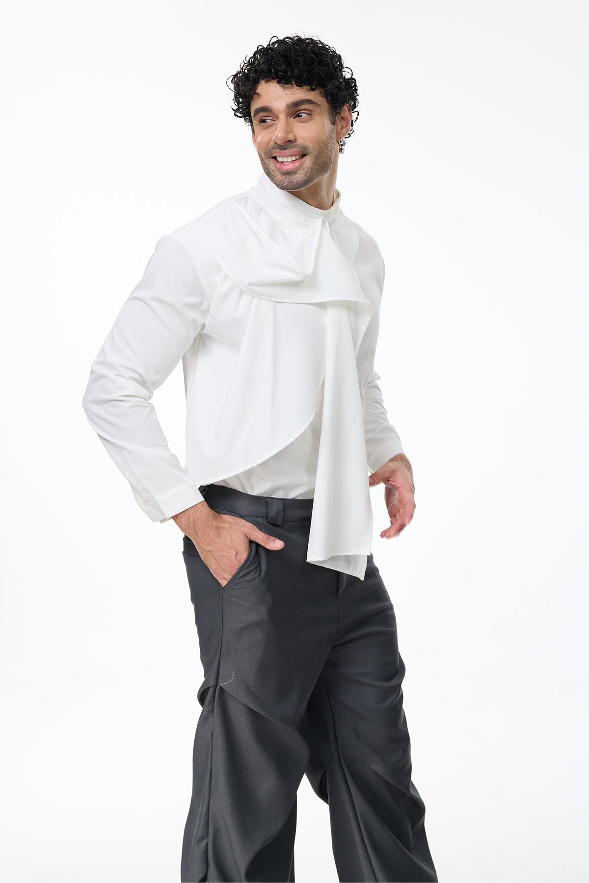 Pitch Uniform Scarf Tie Neck Shirt White