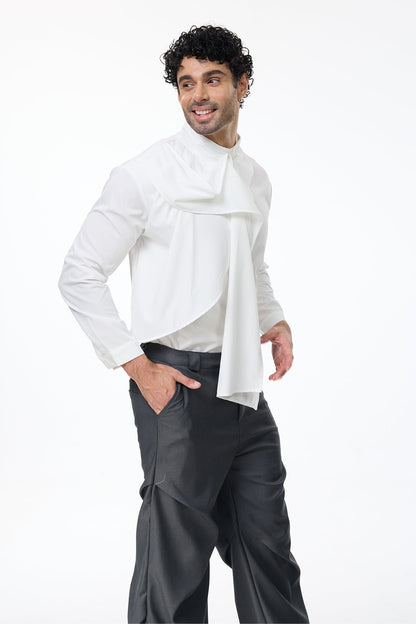 Pitch Uniform Scarf Tie Neck Shirt White