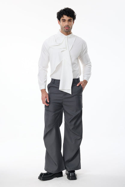 Pitch Uniform Scarf Tie Neck Shirt White