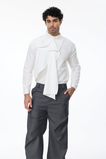 Pitch Uniform Scarf Tie Neck Shirt White