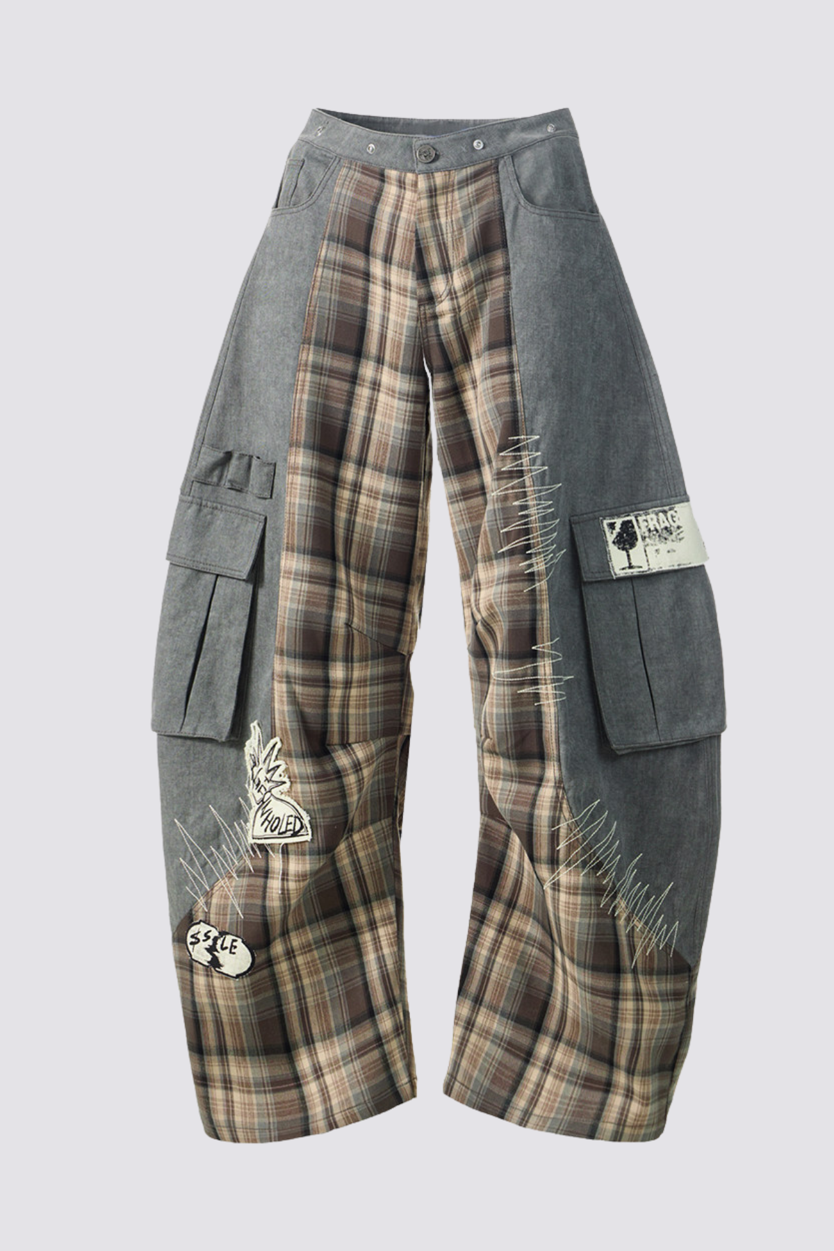 Plain Direction Plaid Barrel Pants