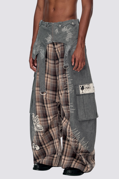 Plain Direction Plaid Barrel Pants