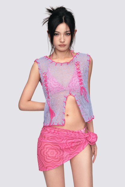 Plastic Dream Print Bikini Four Piece Set