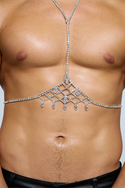 Polished Alloy Rhinestone Chest Chain