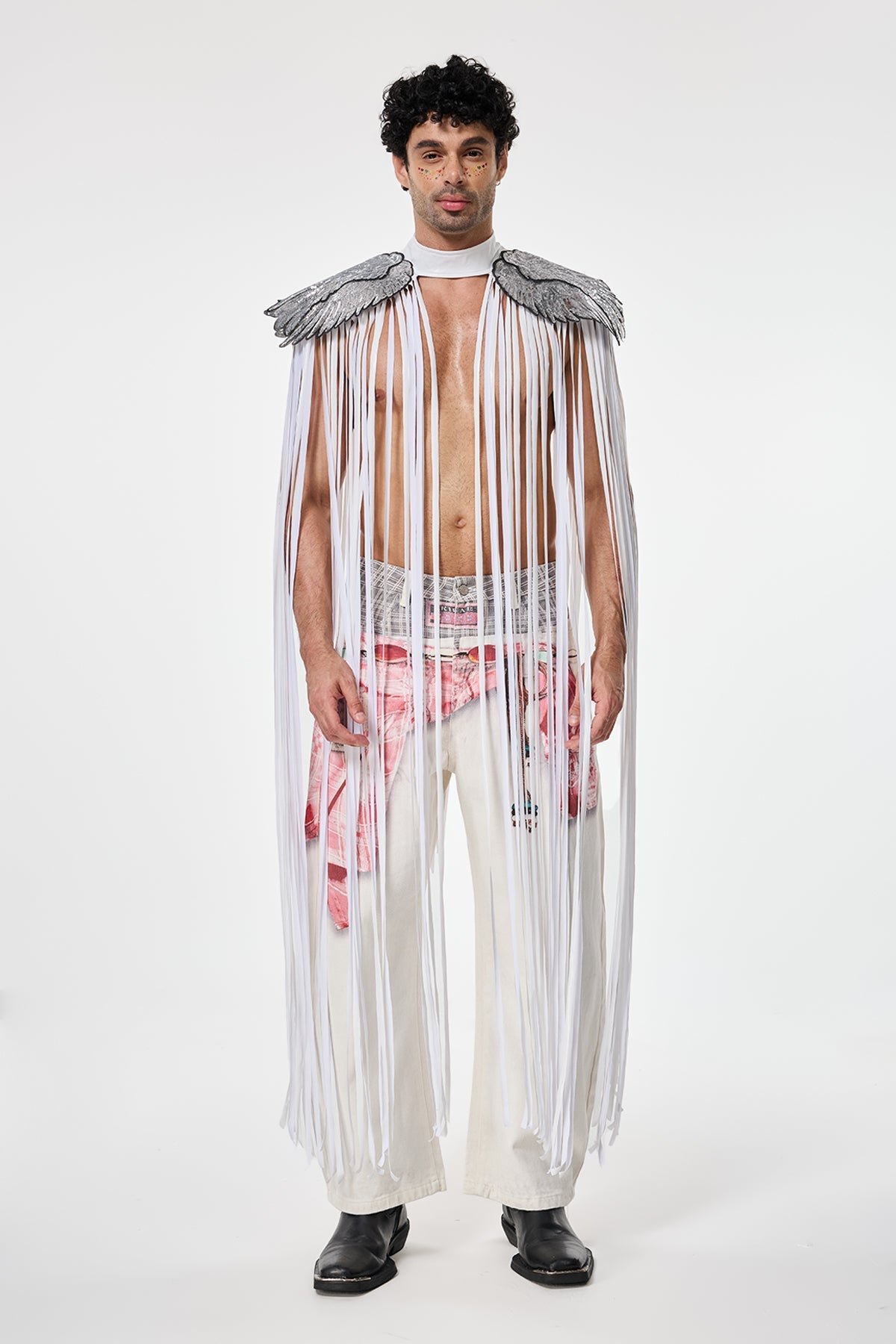 Polished Structure Feather Fringe Cape