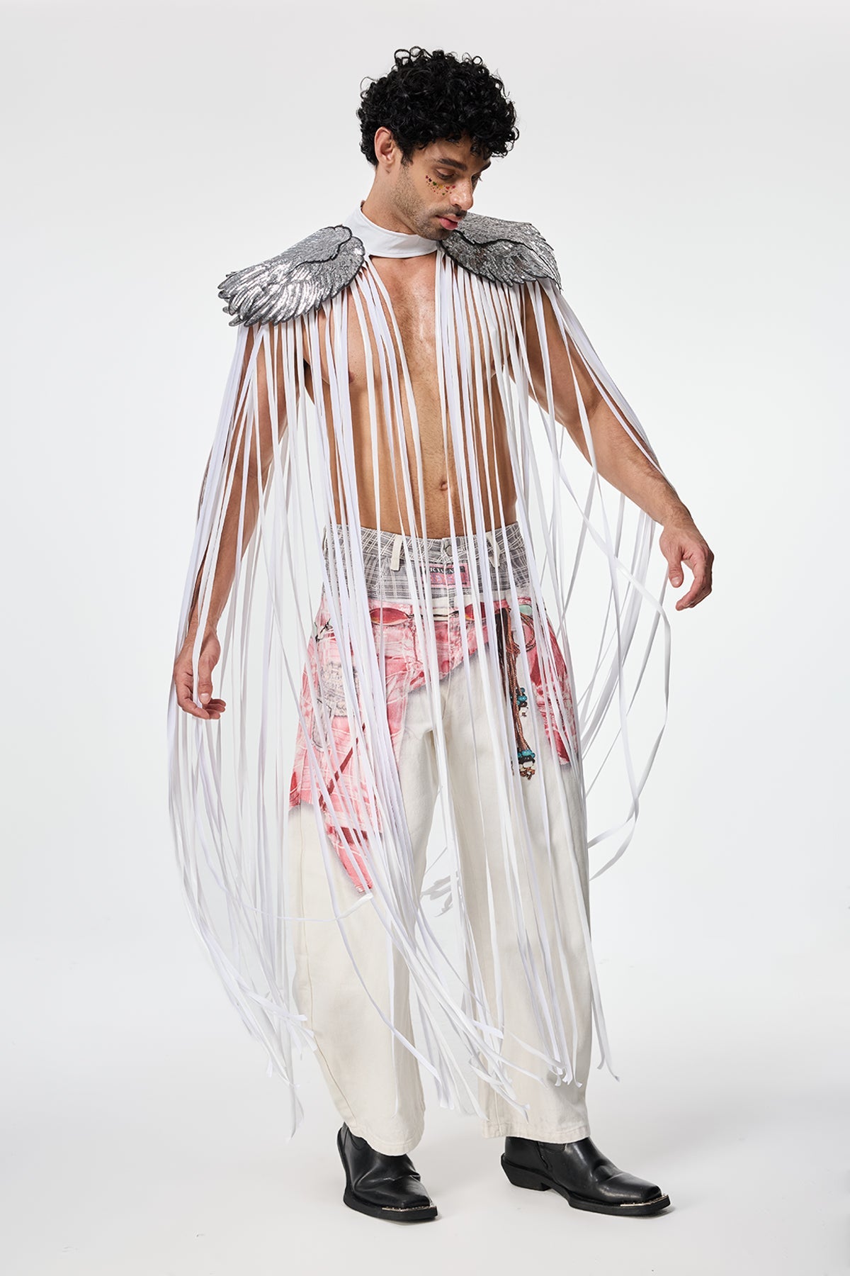 Polished Structure Feather Fringe Cape