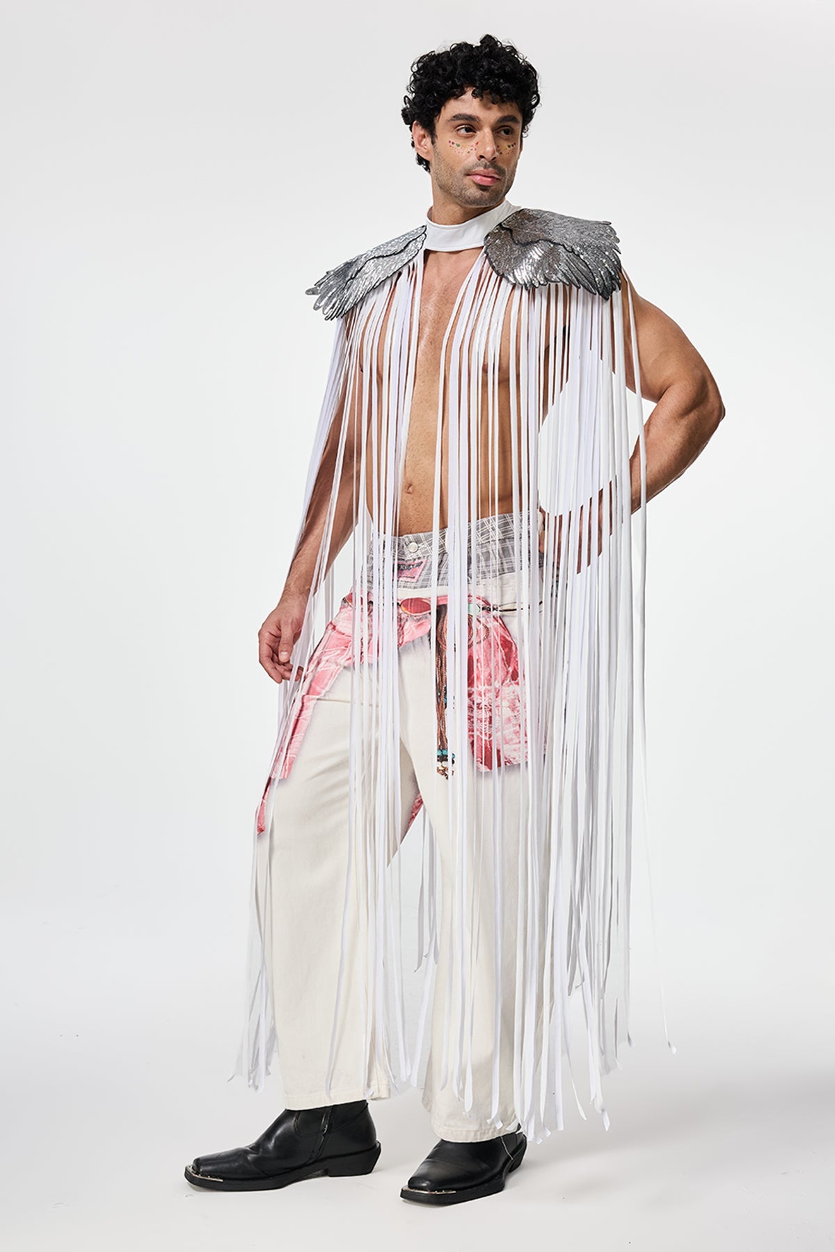 Polished Structure Feather Fringe Cape