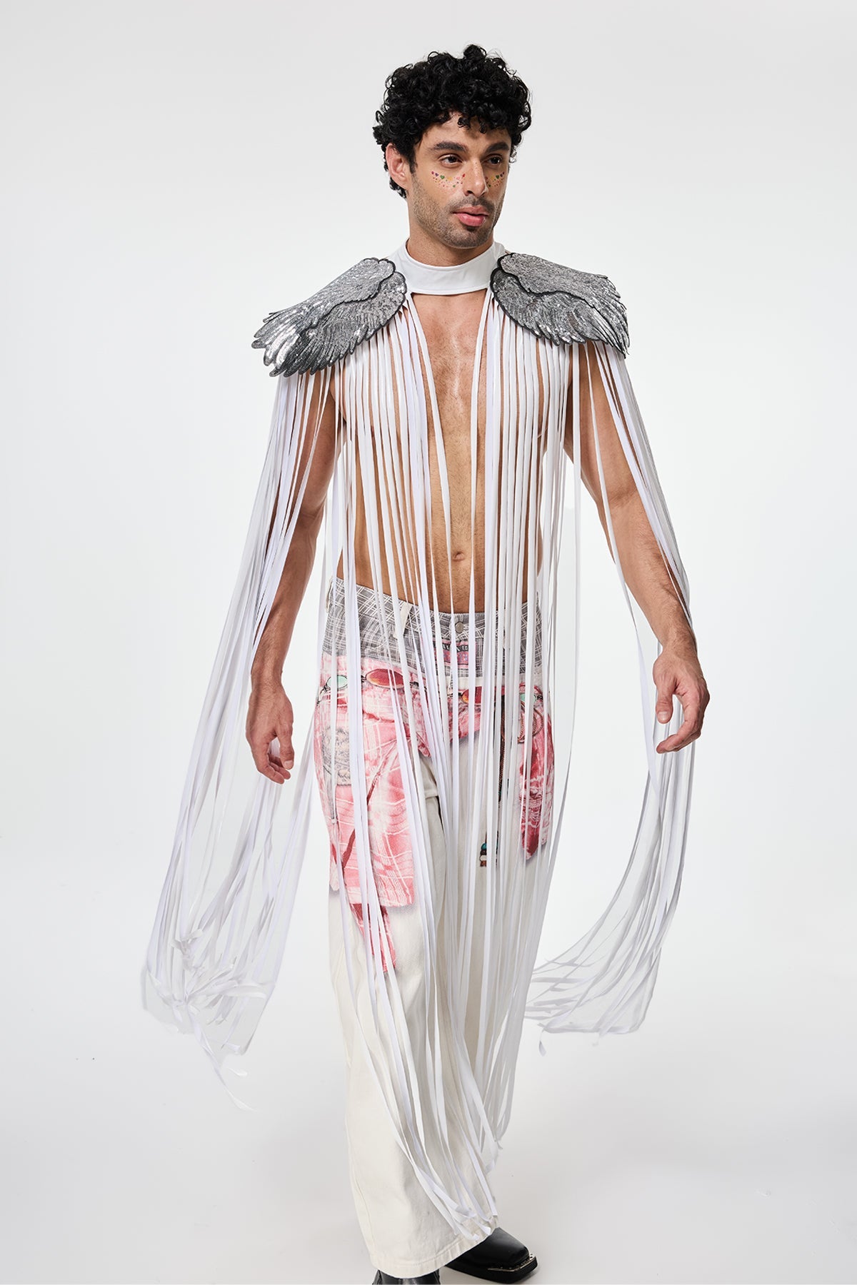 Polished Structure Feather Fringe Cape