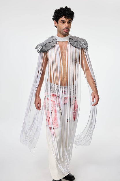 Polished Structure Feather Fringe Cape
