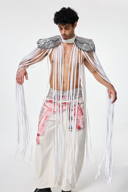 Polished Structure Feather Fringe Cape