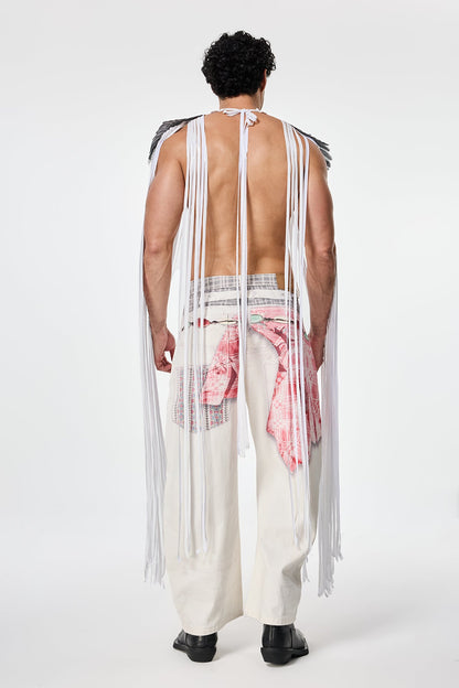 Polished Structure Feather Fringe Cape