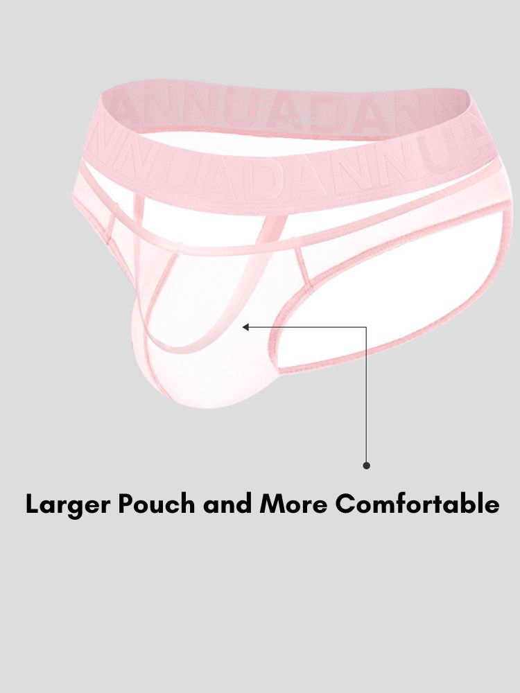 2 Pack Men's Stretch Solid Color Sexy Crotch Single-Layer Briefs