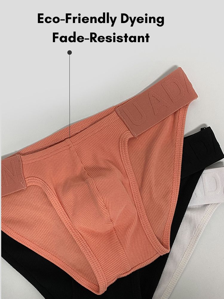 2 Pack Men's Low-Rise High-Cut Ribbed Cotton Bikini