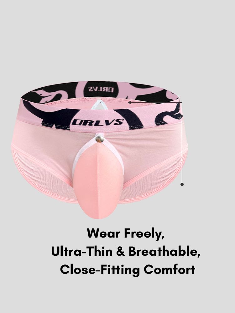 2 Pack Men's Detachable Pouch Open-Crotch Breathable Modal Soft Briefs