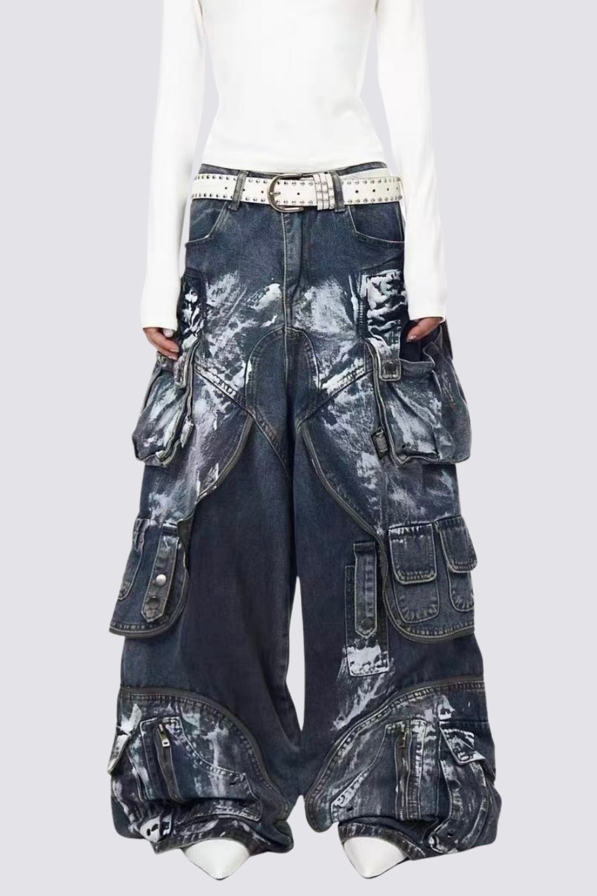 Primal Blue Tie Dye Wide Leg Jeans