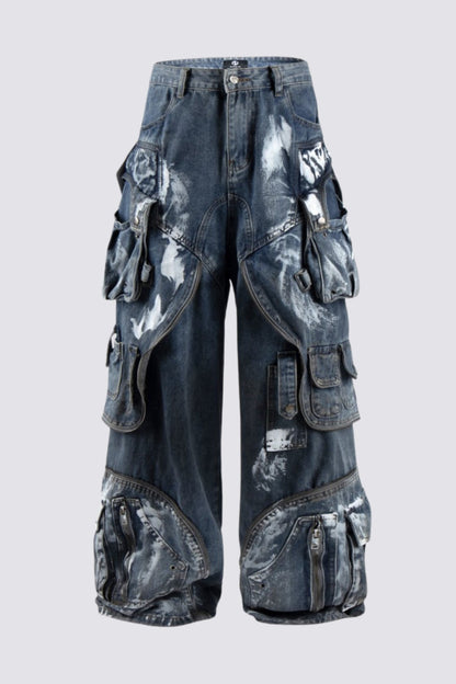Primal Blue Tie Dye Wide Leg Jeans