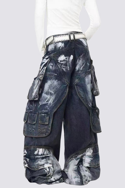 Primal Blue Tie Dye Wide Leg Jeans
