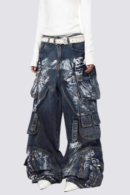 Primal Blue Tie Dye Wide Leg Jeans