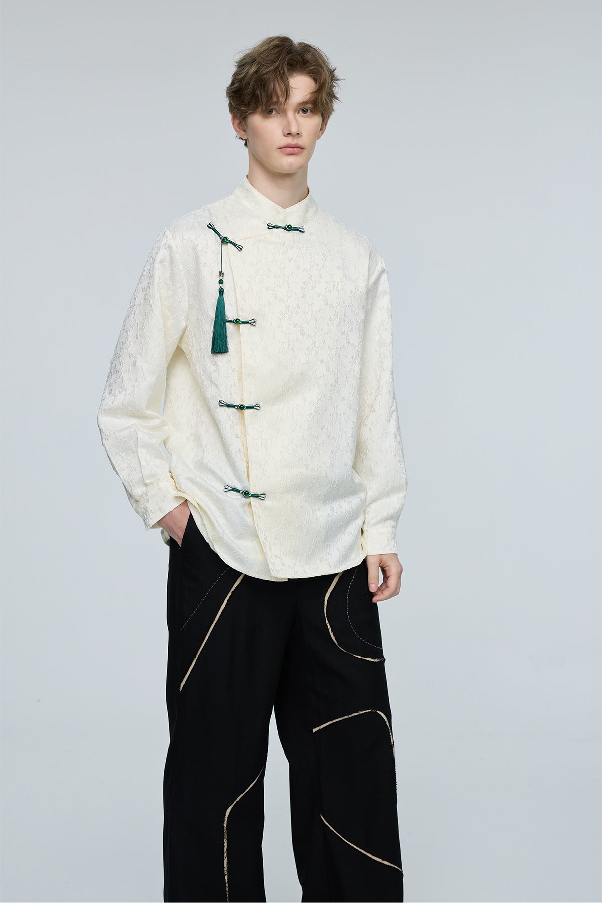 Prime Color Long Sleeve Fringe Shirt