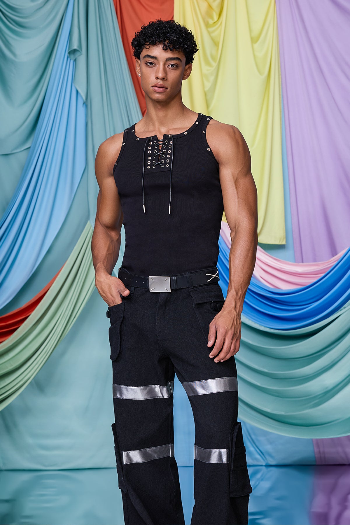 Prime Hollow Eyelet Lace Up Tank Top Black – The Pup Play Hub