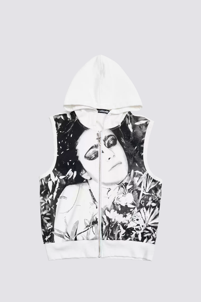 Prime Print Zipper Hooded Vest