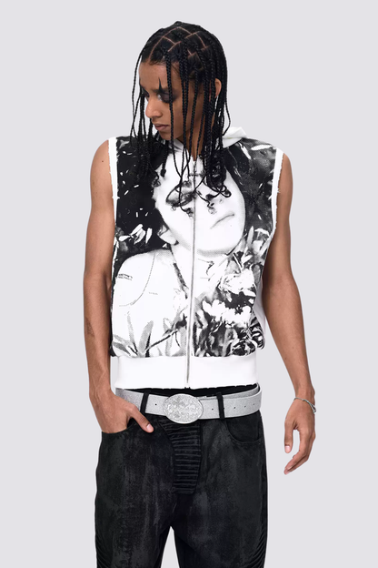 Prime Print Zipper Hooded Vest