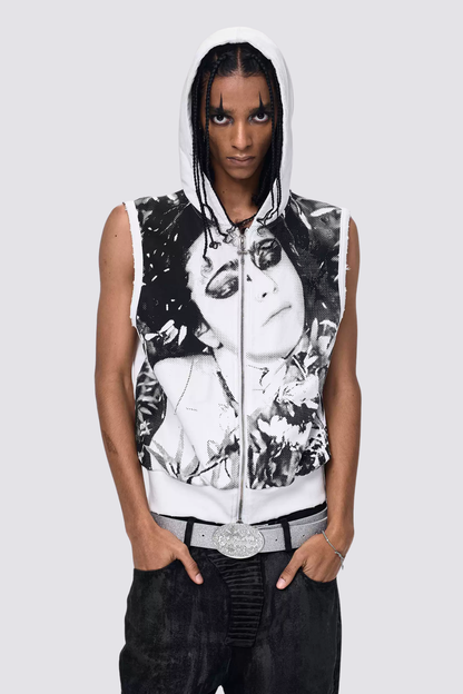 Prime Print Zipper Hooded Vest