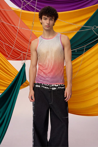 Prismatic Flash Rhinestone Tank Top