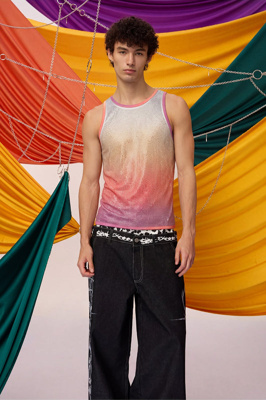Prismatic Flash Rhinestone Tank Top