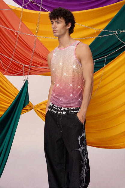 Prismatic Flash Rhinestone Tank Top
