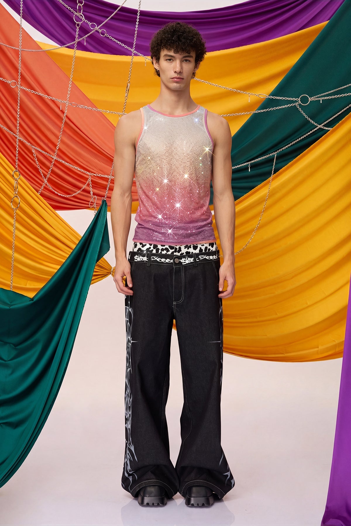 Prismatic Flash Rhinestone Tank Top