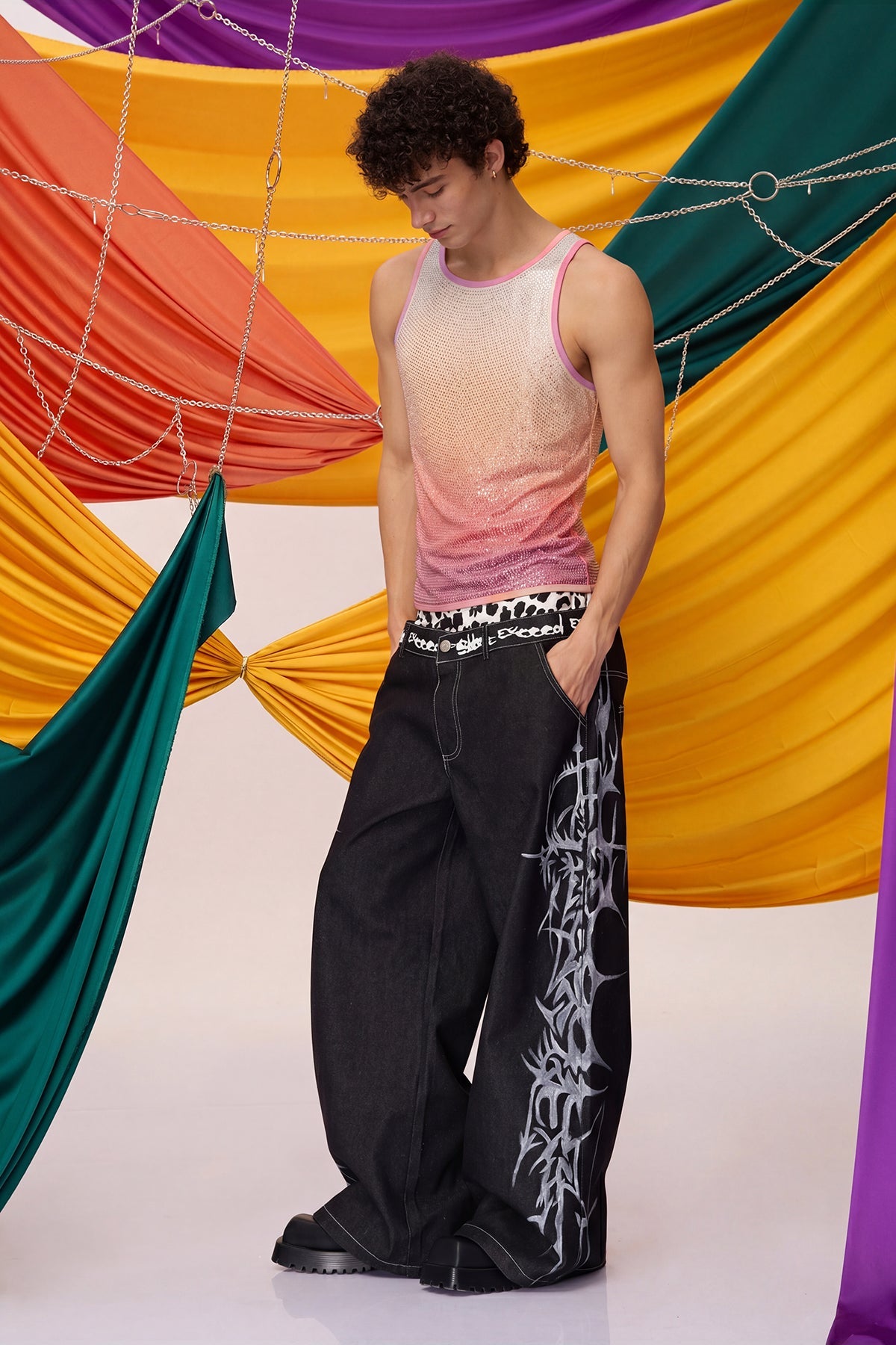 Prismatic Flash Rhinestone Tank Top