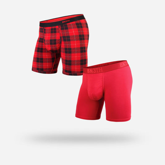 MENS CLASSIC BOXER BRIEF 2-PACK: CRIMSON/FIRESIDE RED