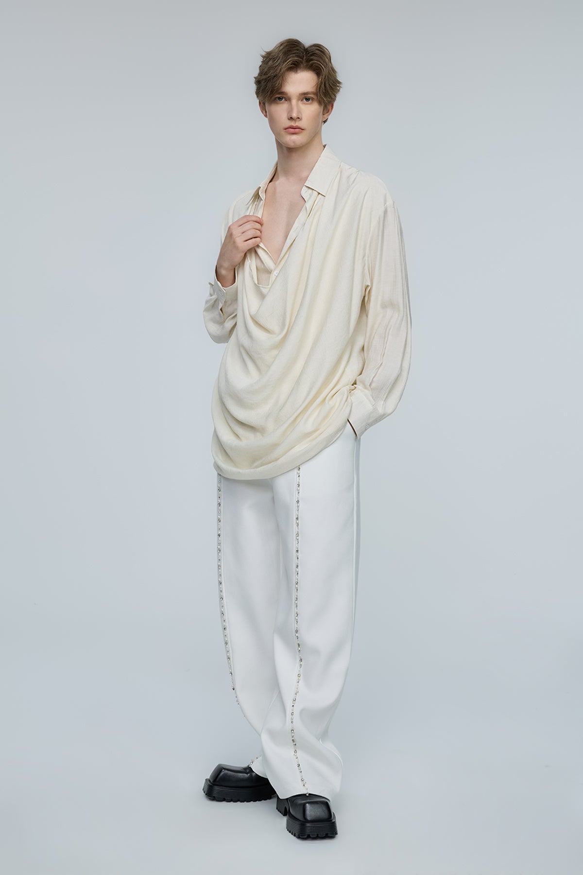 Pulse Glare Draped Long Sleeve Top