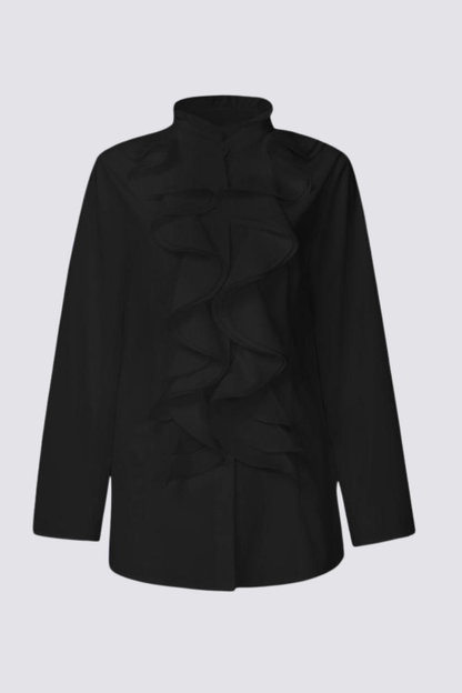 Pulse Palette Ruffle Long Sleeve Shirt Black