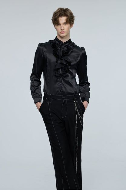 Pulse Palette Ruffle Long Sleeve Shirt Black