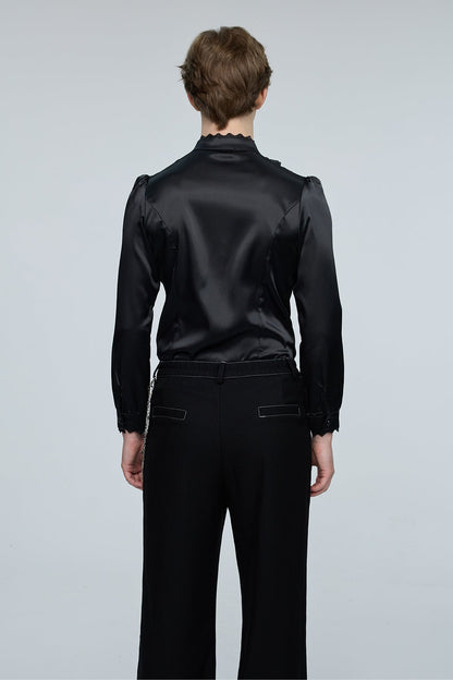 Pulse Palette Ruffle Long Sleeve Shirt Black