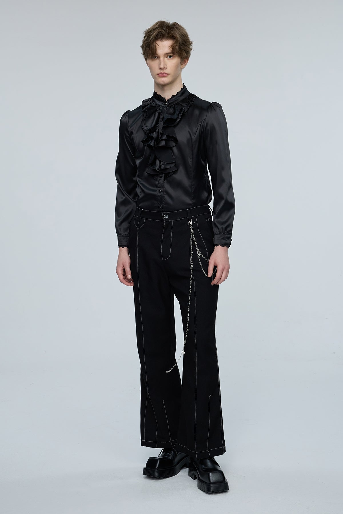 Pulse Palette Ruffle Long Sleeve Shirt Black