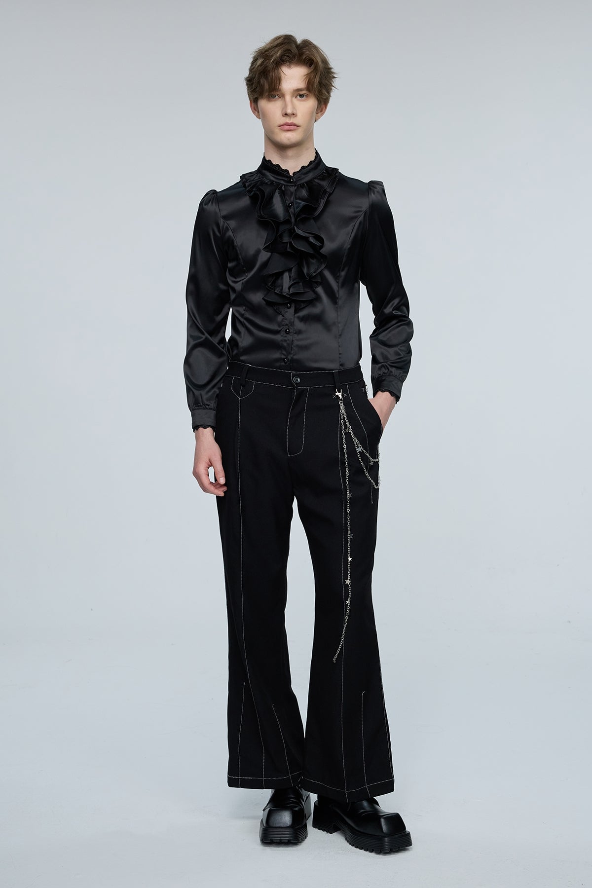 Pulse Palette Ruffle Long Sleeve Shirt Black