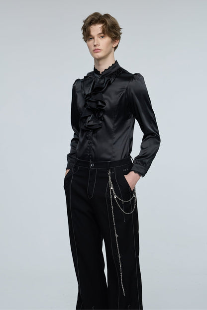 Pulse Palette Ruffle Long Sleeve Shirt Black