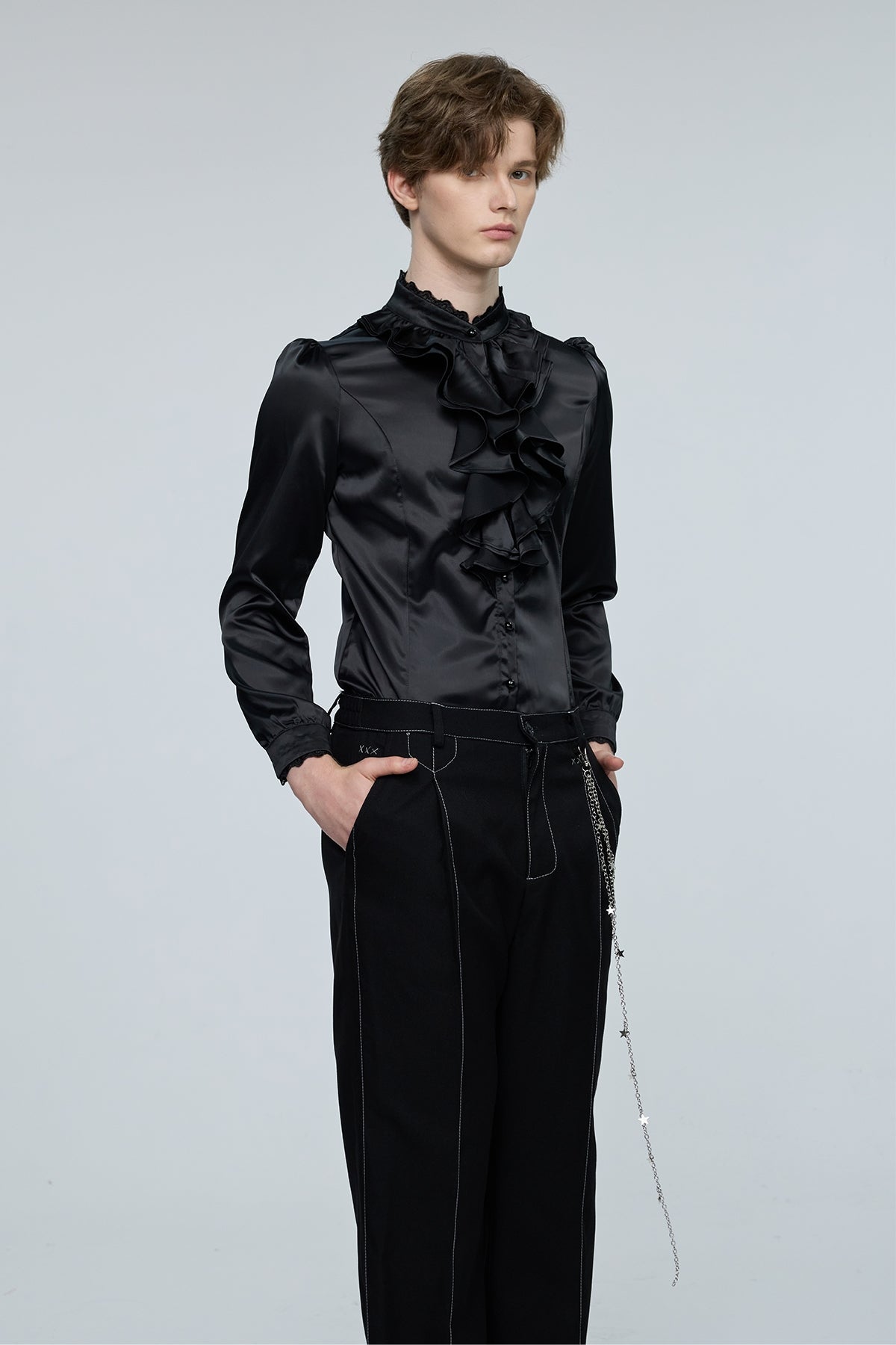 Pulse Palette Ruffle Long Sleeve Shirt Black